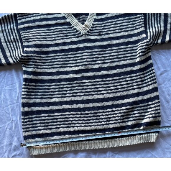 Vintage Limited America Sweater Women’s Sz Small Blue Cream Stripes Cotton - Picture 8 of 14